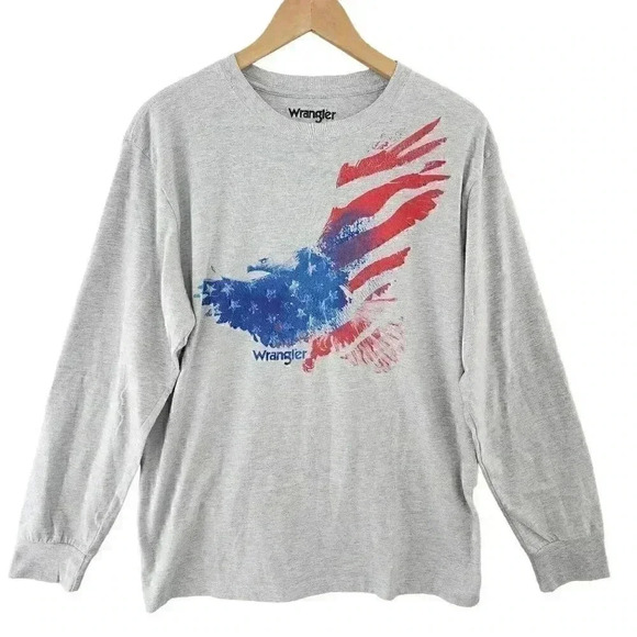 Wrangler American Eagle Crew Neck Long Sleeve Men's Shirt L - Picture 1 of 9